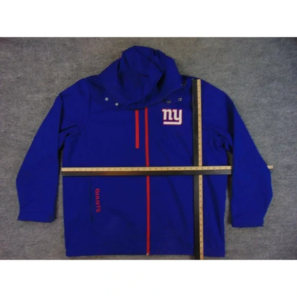 New York Giants Jacket Mens 2XL Blue Solid Softshell Hooded NFL Full Zip Coat